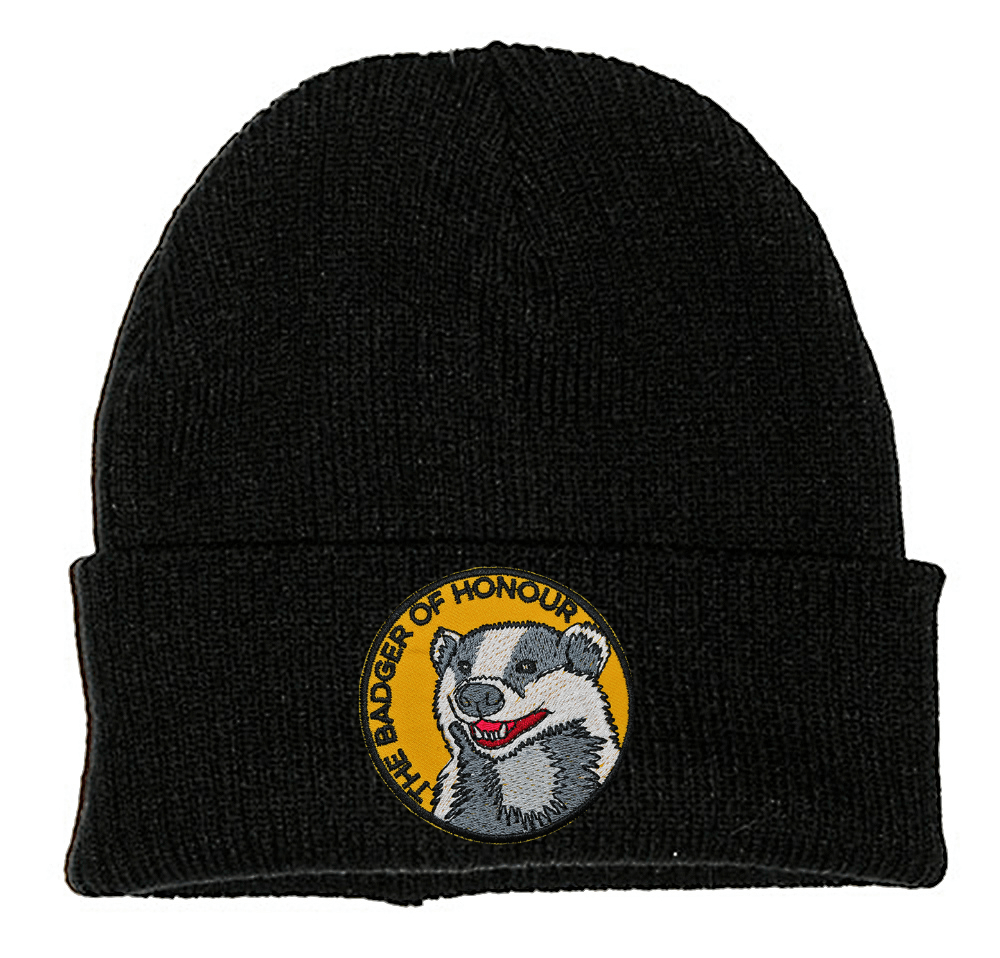 BADGER OF HONOUR PATCH BLACK BEANIE - PACK OF 3 - Extreme Largeness Wholesale