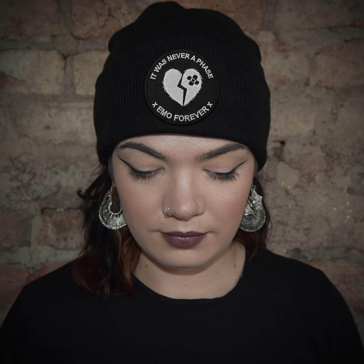 EMO FOREVER PATCH BLACK BEANIE - PACK OF 3 - Extreme Largeness Wholesale