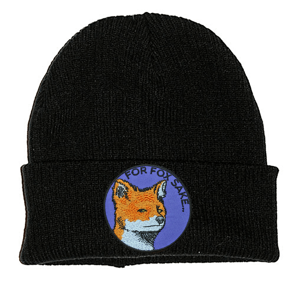 FOR FOX SAKE PATCH BLACK BEANIE - PACK OF 3 - Extreme Largeness Wholesale