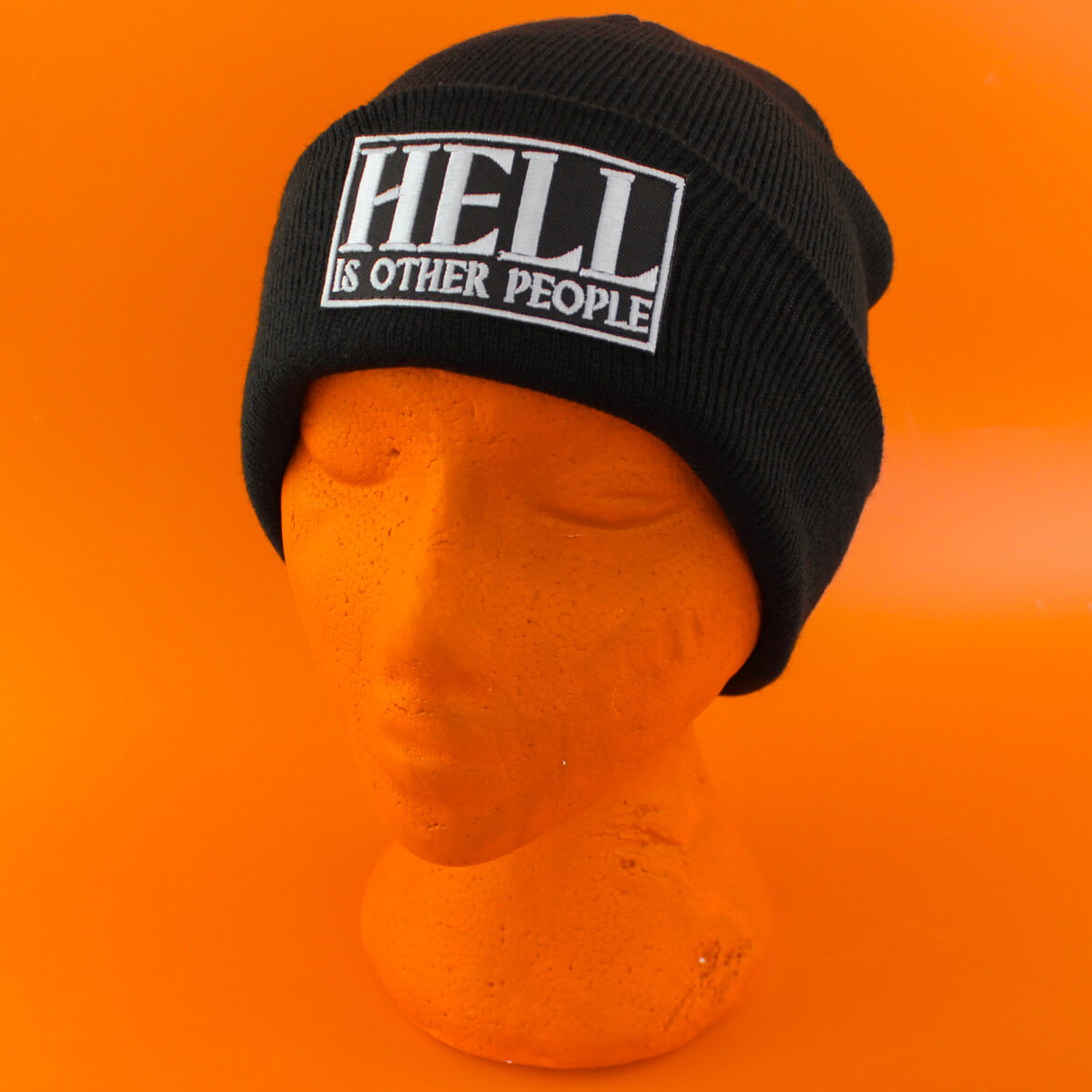 Hell Is Other People Patch Black Beanie | Extreme Largeness Wholesale