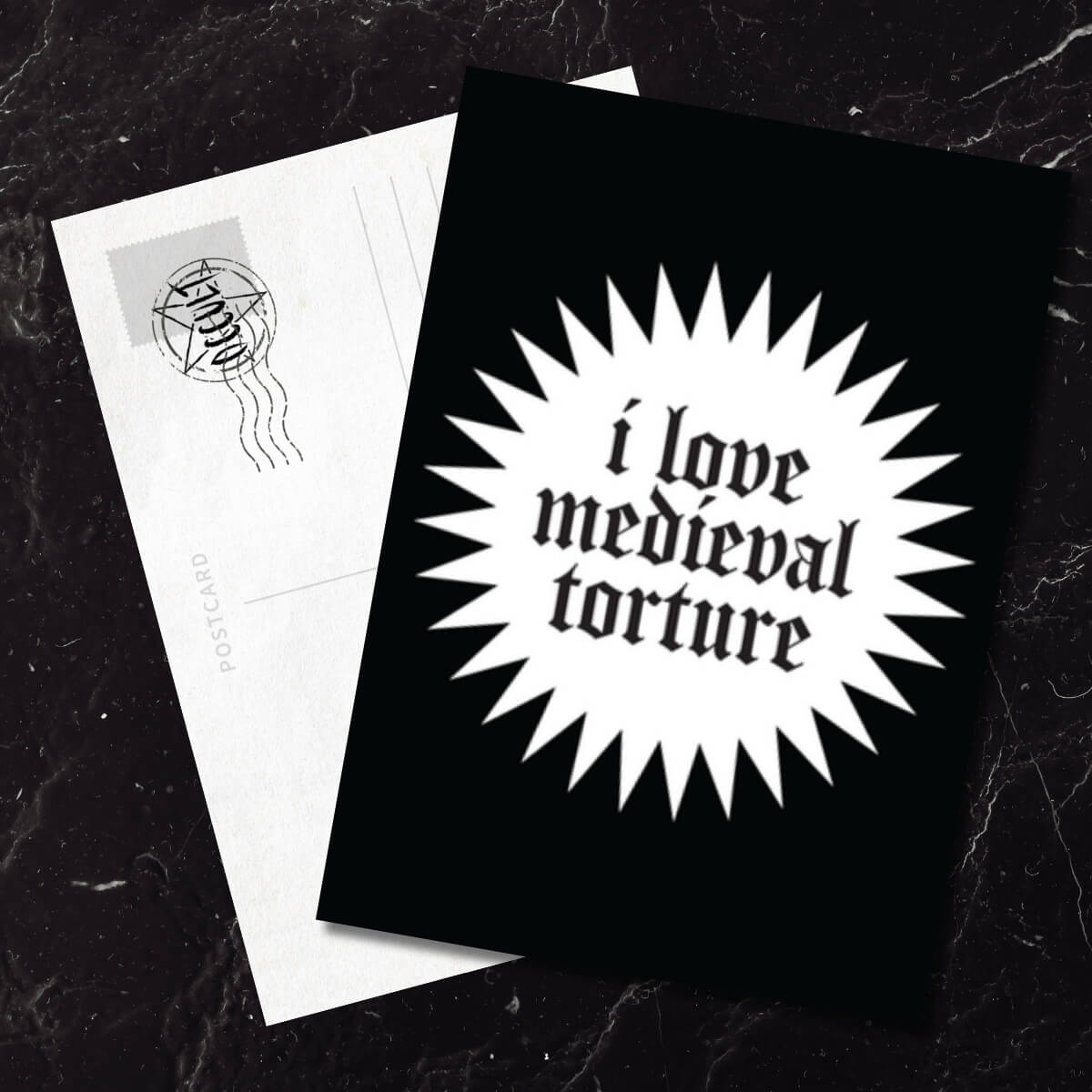 I LOVE MEDIEVAL TORTURE POSTCARD - PACK OF 5