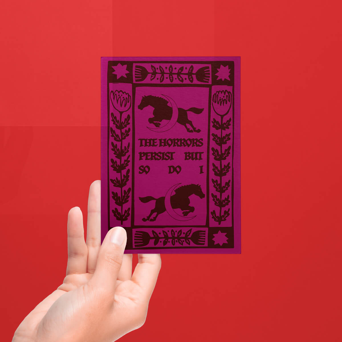 THE HORRORS PERSIST PINK POSTCARD