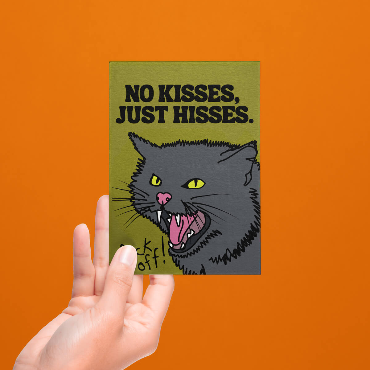 NO KISSES, JUST HISSES POSTCARD - PACK OF 5 - Extreme Largeness Wholesale