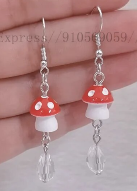 ER648 Single Mushroom Crystal Drop Earrings - Extreme Largeness Wholesale