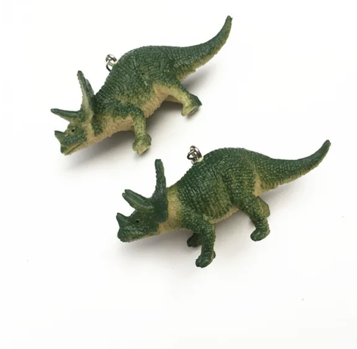 ER555 Dino Earrings Triceratops (Green) - Extreme Largeness Wholesale