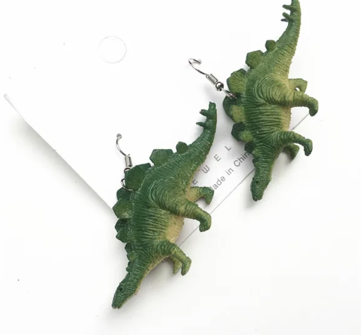 ER554 Dino Earrings Stegosaurus (Green) - Extreme Largeness Wholesale