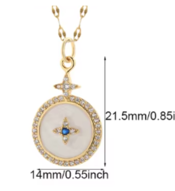 LNK423 Round Diamante Necklace Gold/White - Extreme Largeness Wholesale