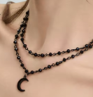 LNK665 Small Black Crescent Moon Necklace - Extreme Largeness Wholesale