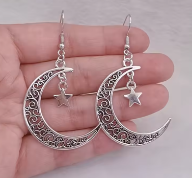 ER764 Filigree Moon Sun & Stars Earrings - Extreme Largeness Wholesale