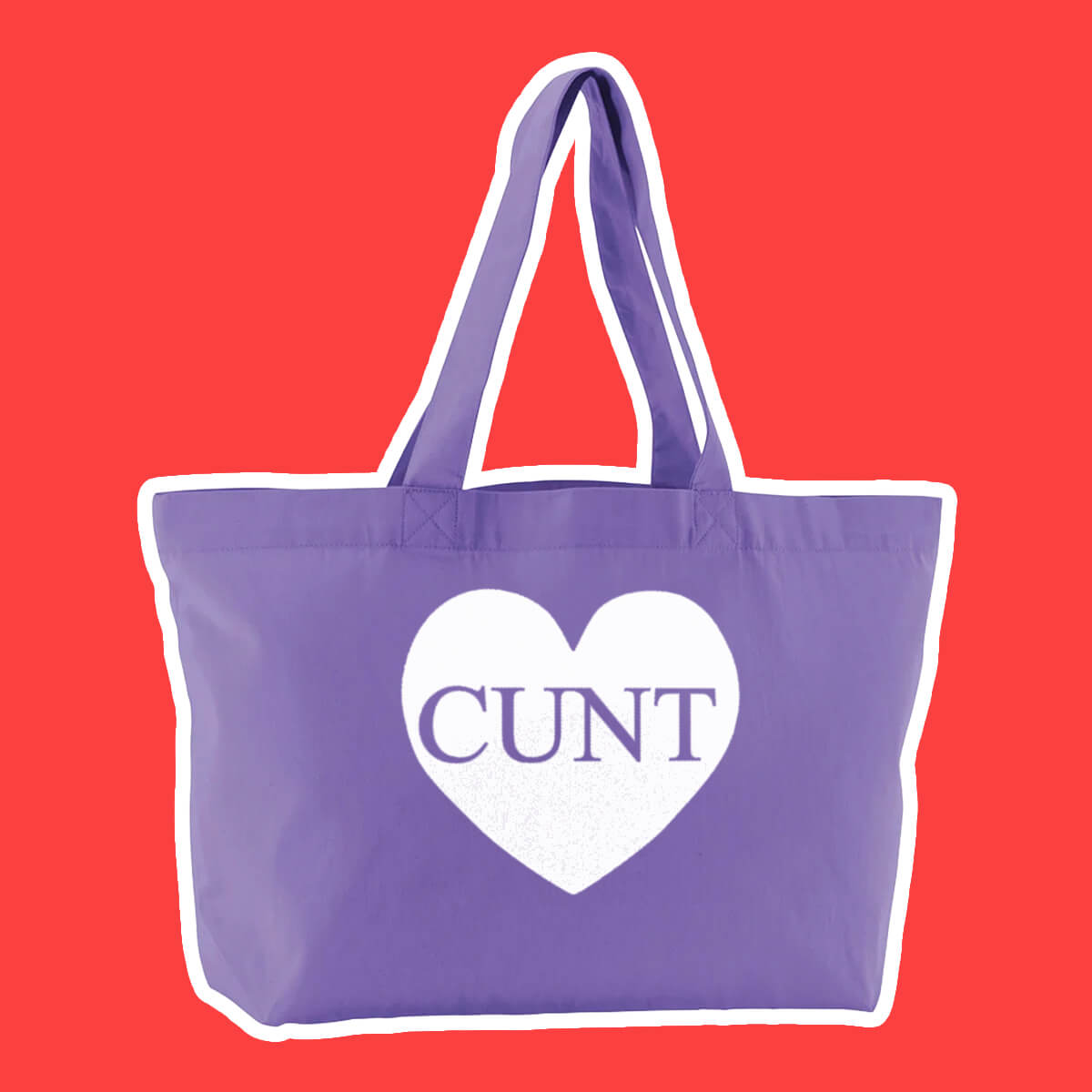 CUNT HEART OVERSIZED PURPLE TOTE BAG - Extreme Largeness Wholesale
