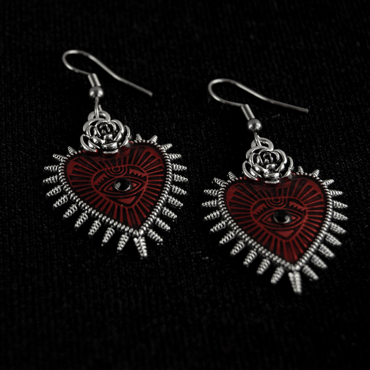 RED SACRED HEART EARRINGS - PACK OF 5 - Extreme Largeness Wholesale