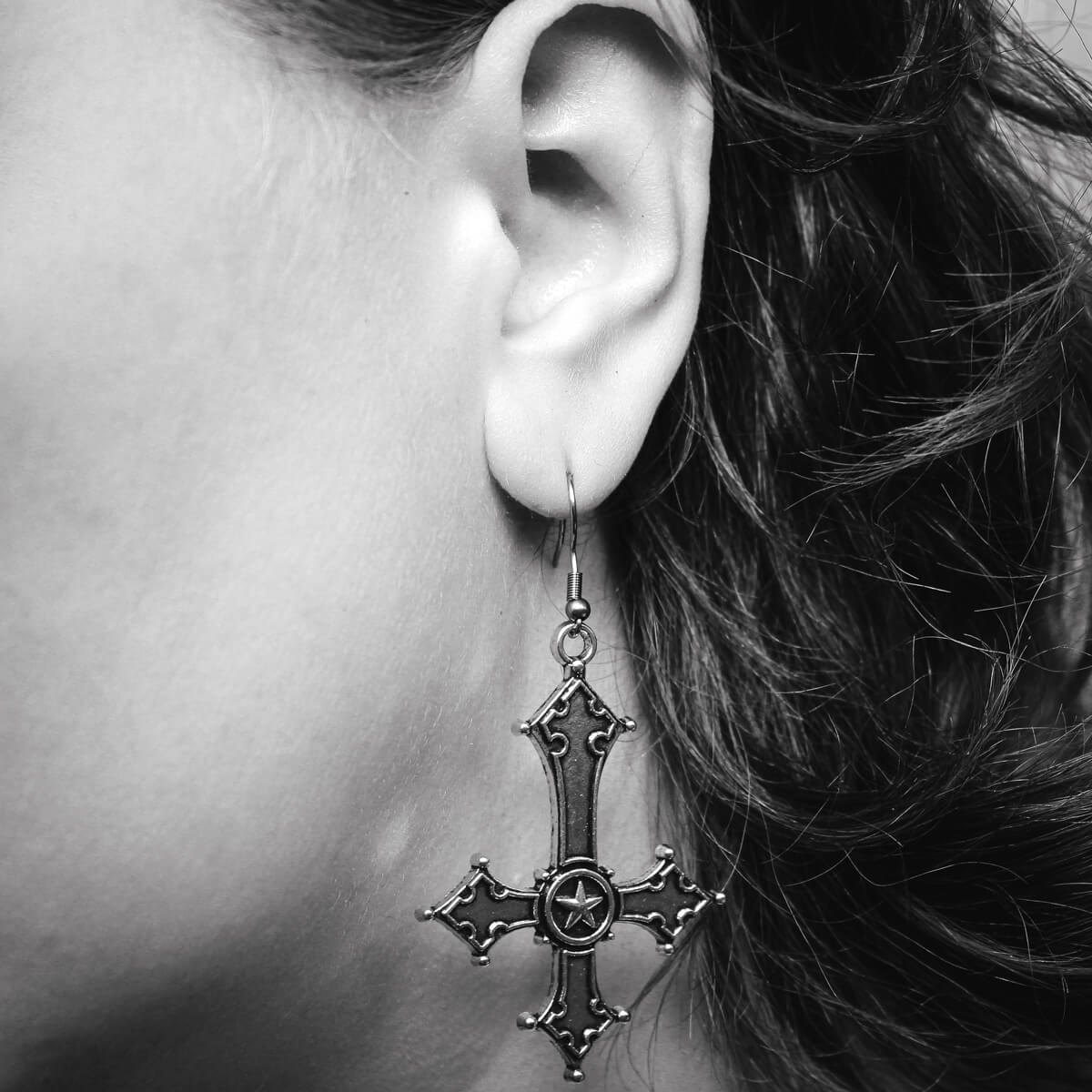 INVERTED CROSS EARRINGS - PACK OF 5 - Extreme Largeness Wholesale