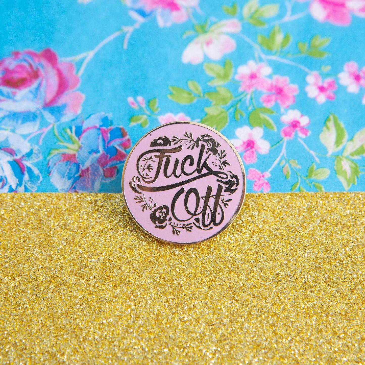 FUCK OFF FLORAL PIN - PACK OF 5 - Extreme Largeness Wholesale