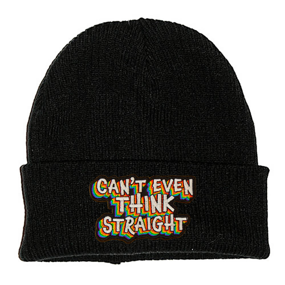 CAN'T EVEN THINK STRAIGHT PATCH BLACK BEANIE - PACK OF 3 - Extreme Largeness Wholesale
