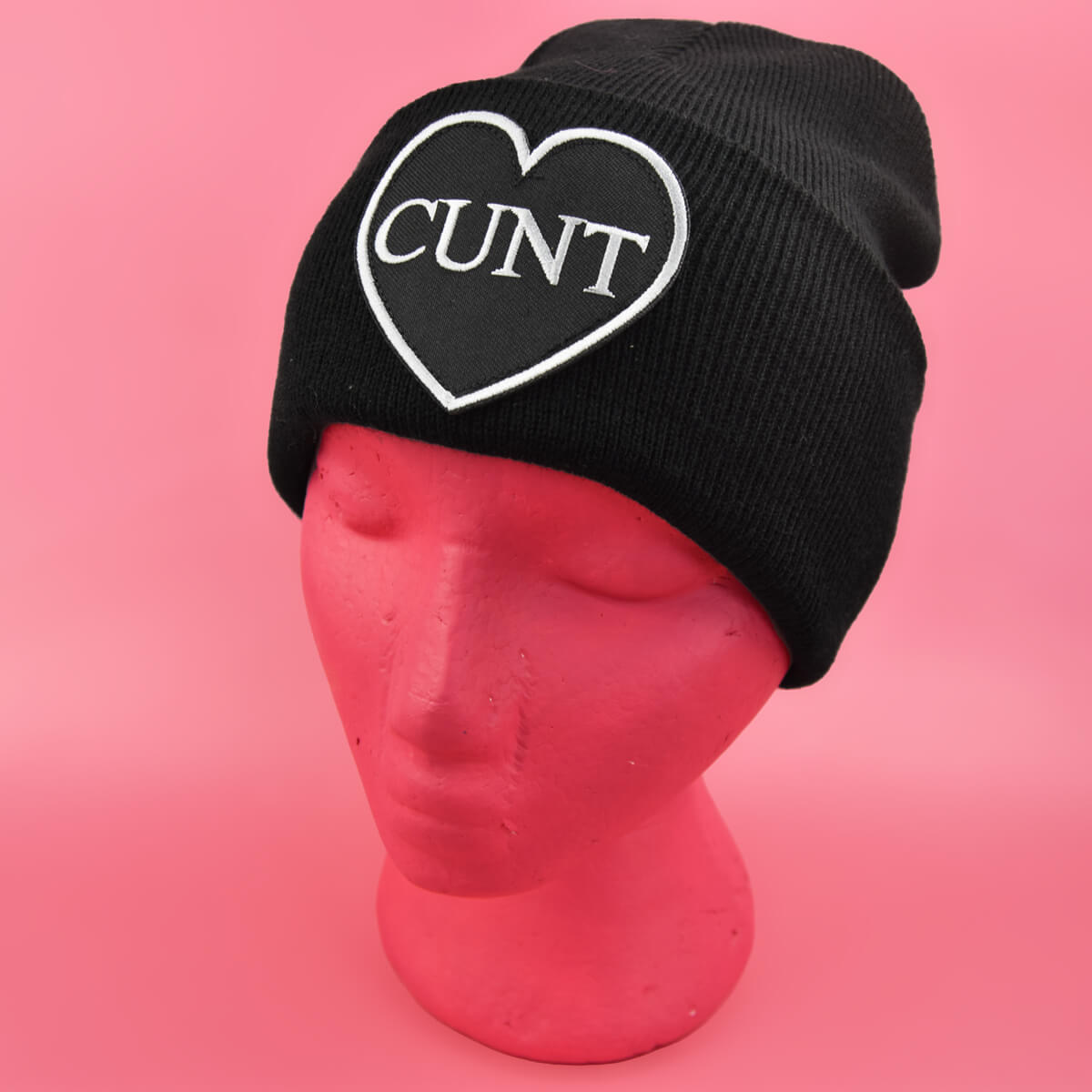 Cunt Black Heart Black Beanie | Extreme Largeness Wholesale