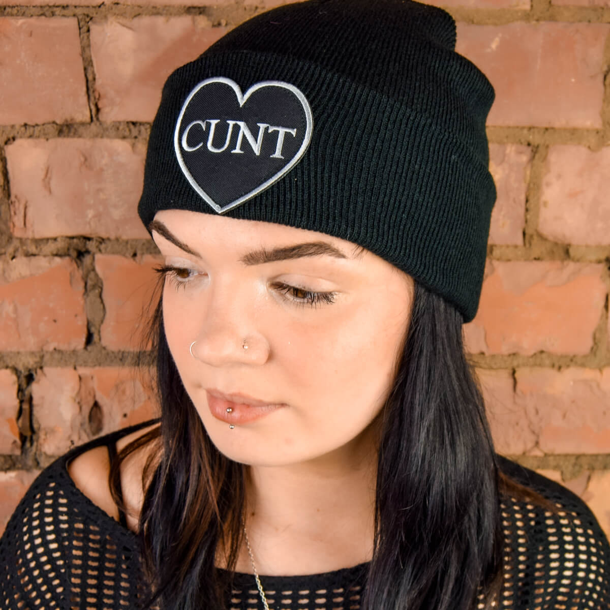 CUNT BLACK HEART BLACK BEANIE - PACK OF 3 - Extreme Largeness Wholesale