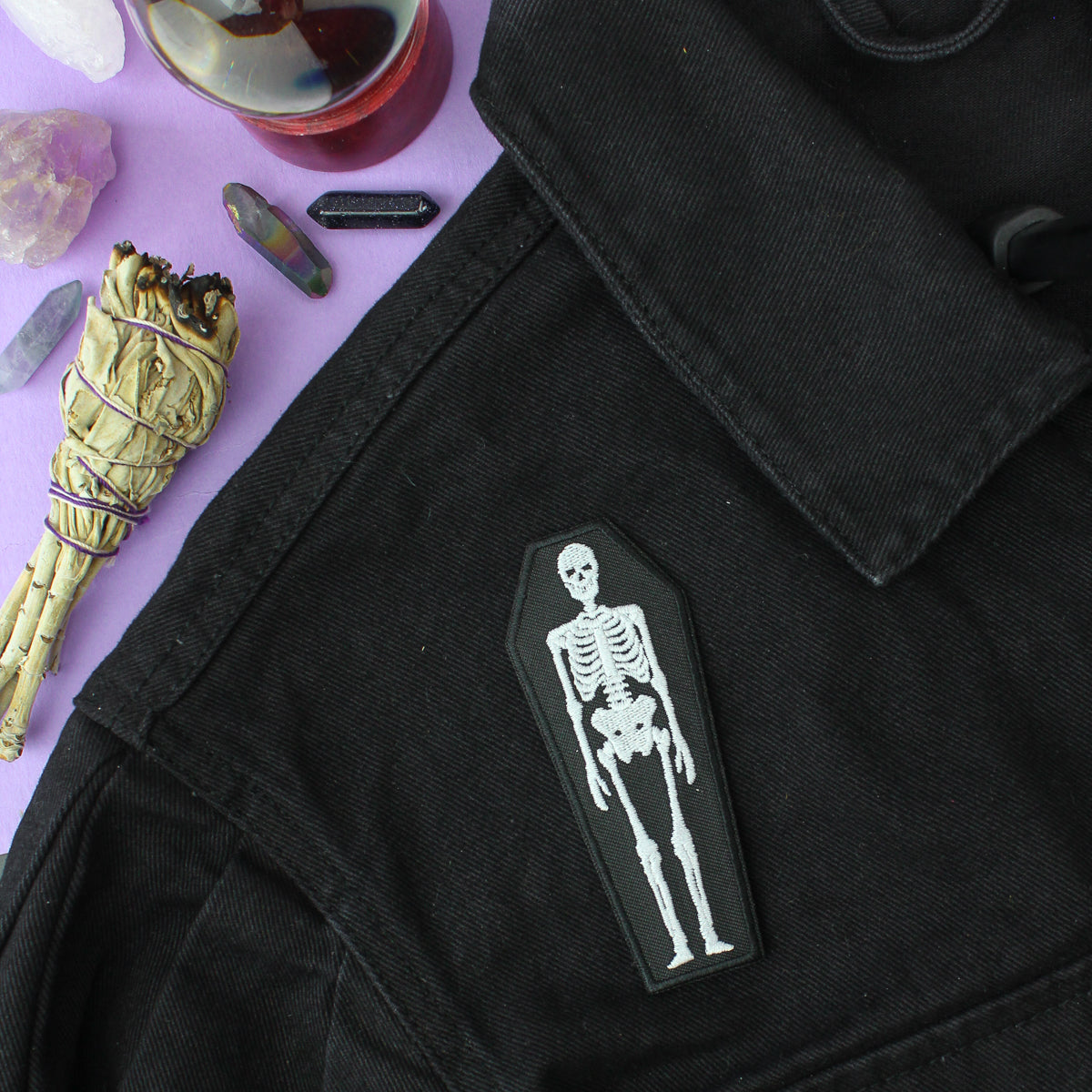 SKELETON COFFIN PATCH - PACK OF 6