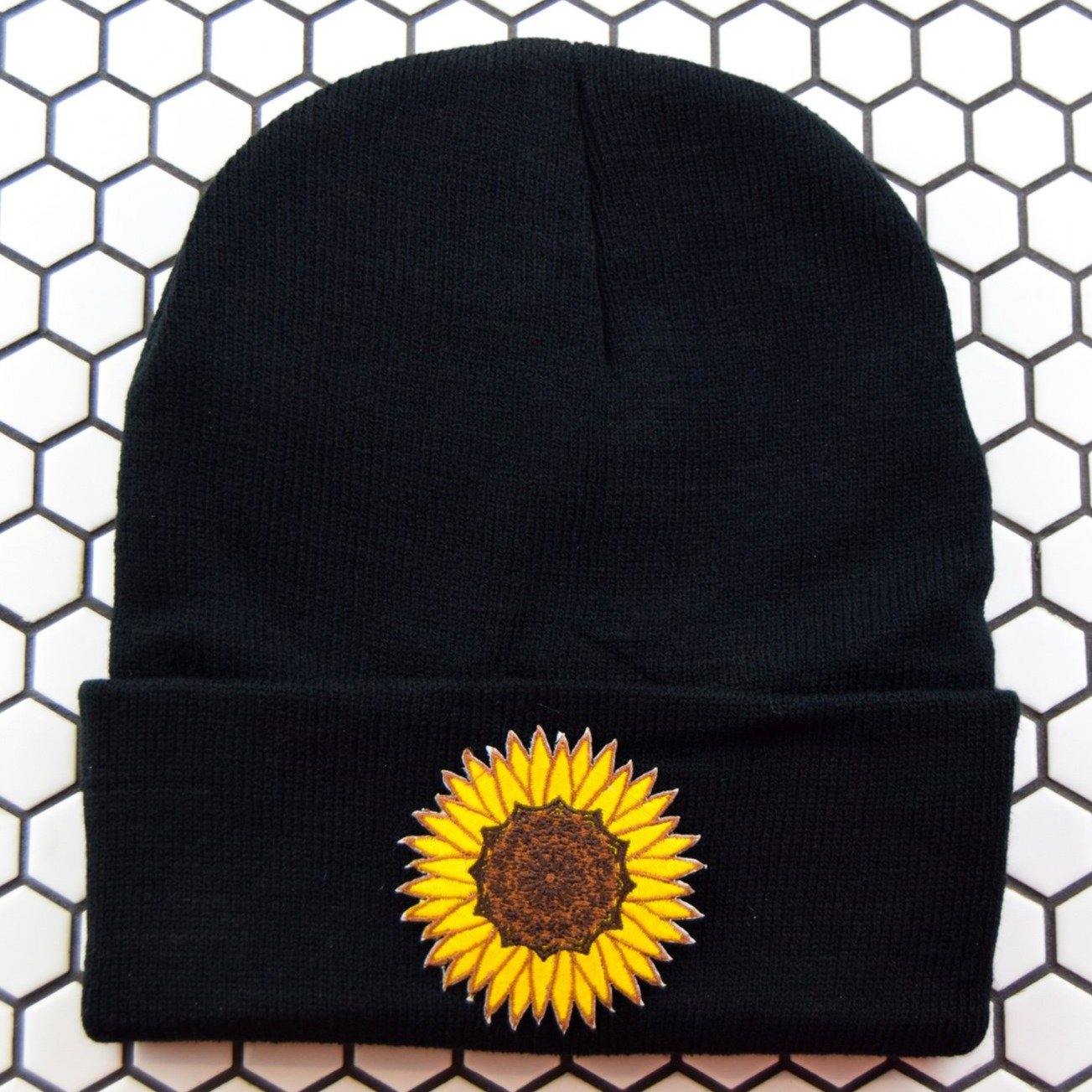 Sunflower Mandala Patch Beanie - Pack of 3 - Extreme Largeness Wholesale