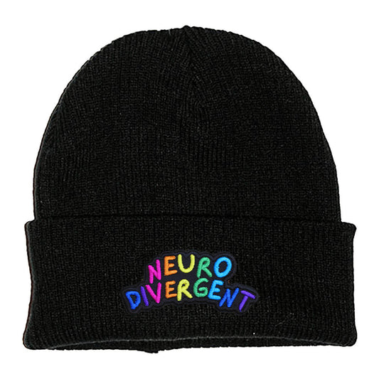 NEURODIVERGENT PATCH BLACK BEANIE - PACK OF 3