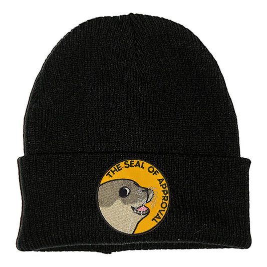 THE SEAL OF APPROVAL PATCH BLACK BEANIE - PACK OF 3