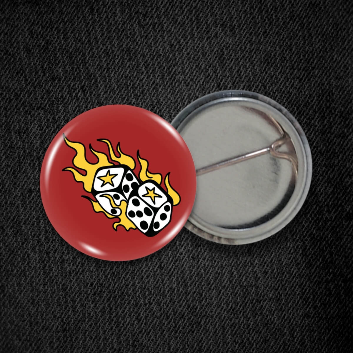 Flaming Dice Badge • Extreme Largeness Wholesale