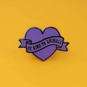 BE KIND TO ANIMALS LILAC ENAMEL PIN - PACK OF 5