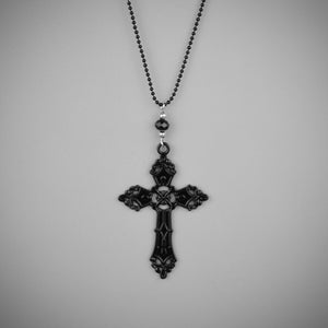 Black Cross on Black Ball Chain Necklace | Extreme Largeness Wholesale