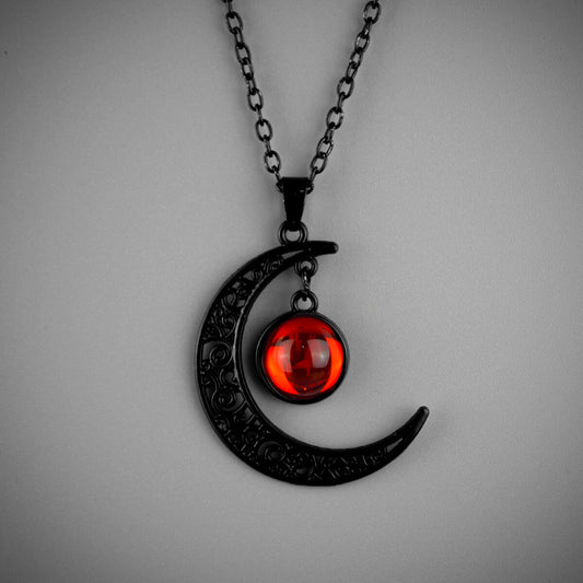 LNK64 Moon & Gem Necklace Black