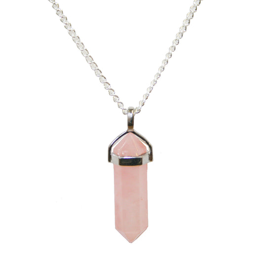 LNK133 Crystal Chain Rose Quartz Silver