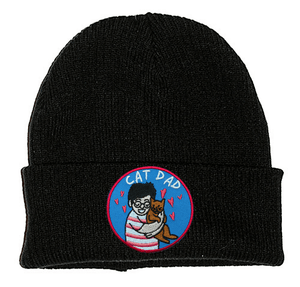CAT DAD PATCH BLACK BEANIE - PACK OF 3