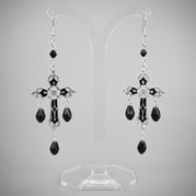 GOTHIC CROSS BLACK CRYSTALS EARRINGS - PACK OF 5