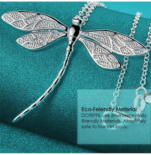 LNK357 Dragonfly Necklace Silver