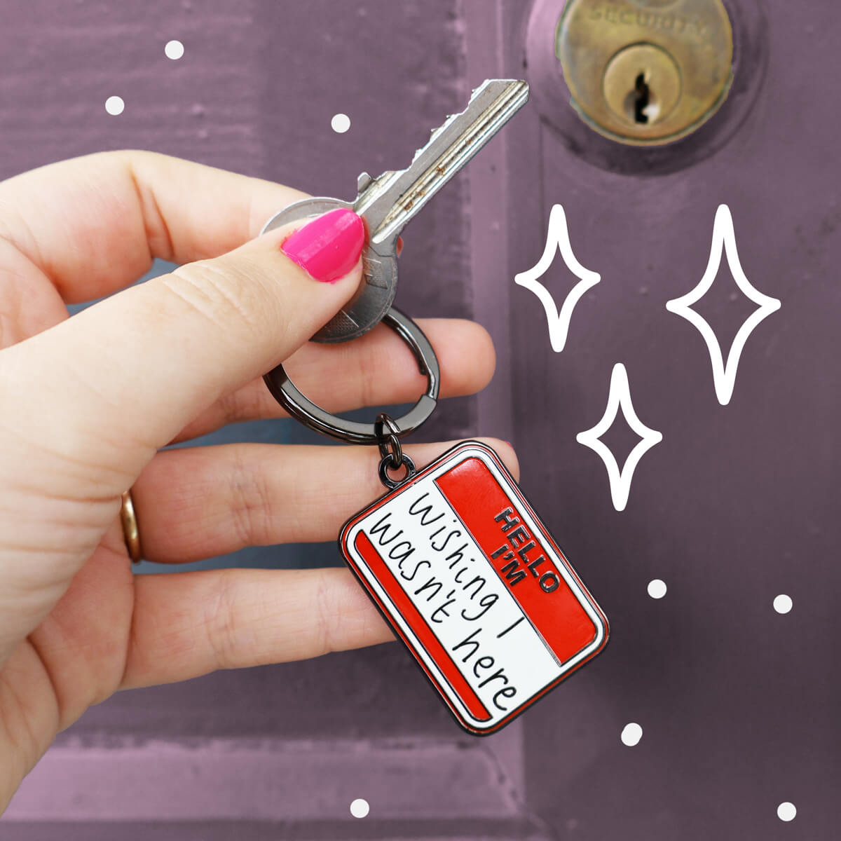 HELLO I'M WISHING I WASN'T HERE KEYRING - PACK OF 5 - Extreme Largeness Wholesale