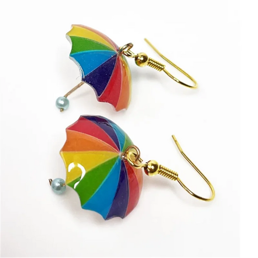 ER921 Umbrella Earrings Rainbow