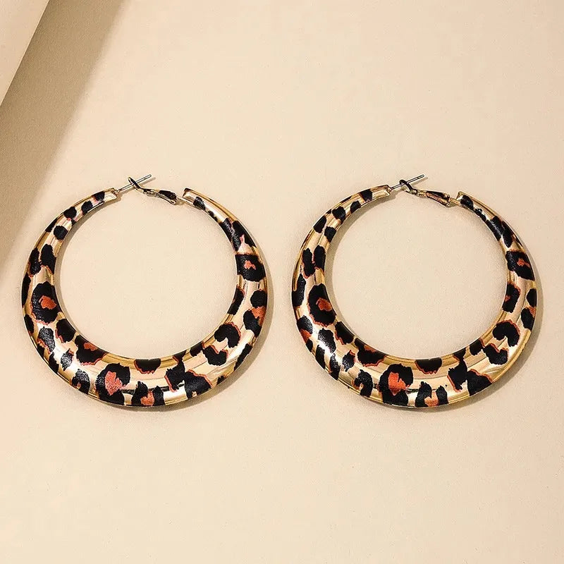 ER896 Cheetah Print Hoops