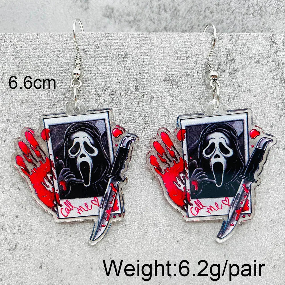 ER797 Ghostface Call Me Earrings