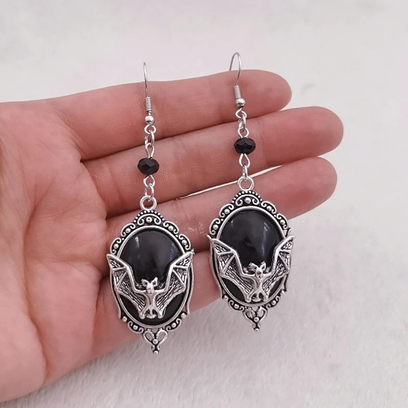 ER425 Bat In Frame Earrings