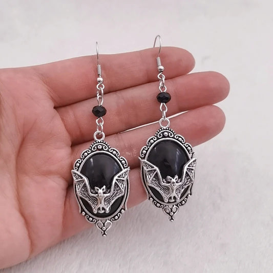 ER425 Bat In Frame Earrings