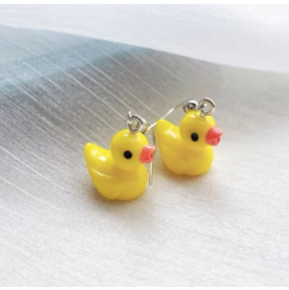 ER670 Yellow Duck Earrings