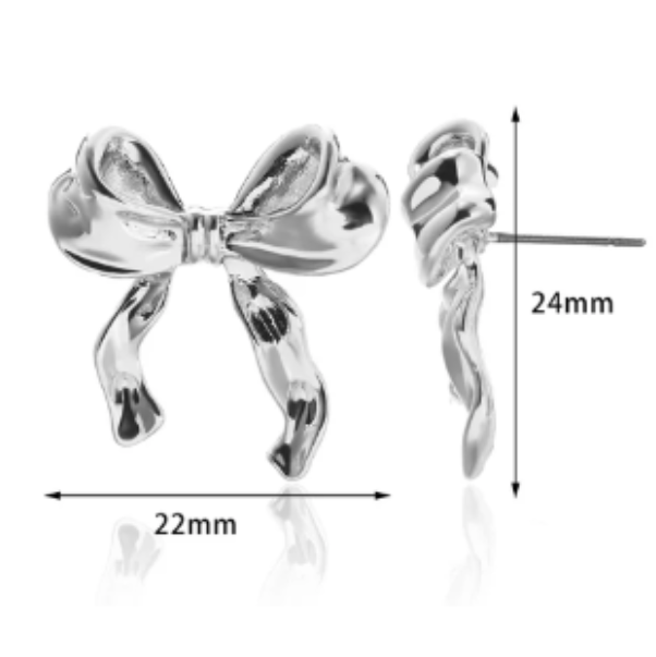 ER898 Bow Earrings Small Silver