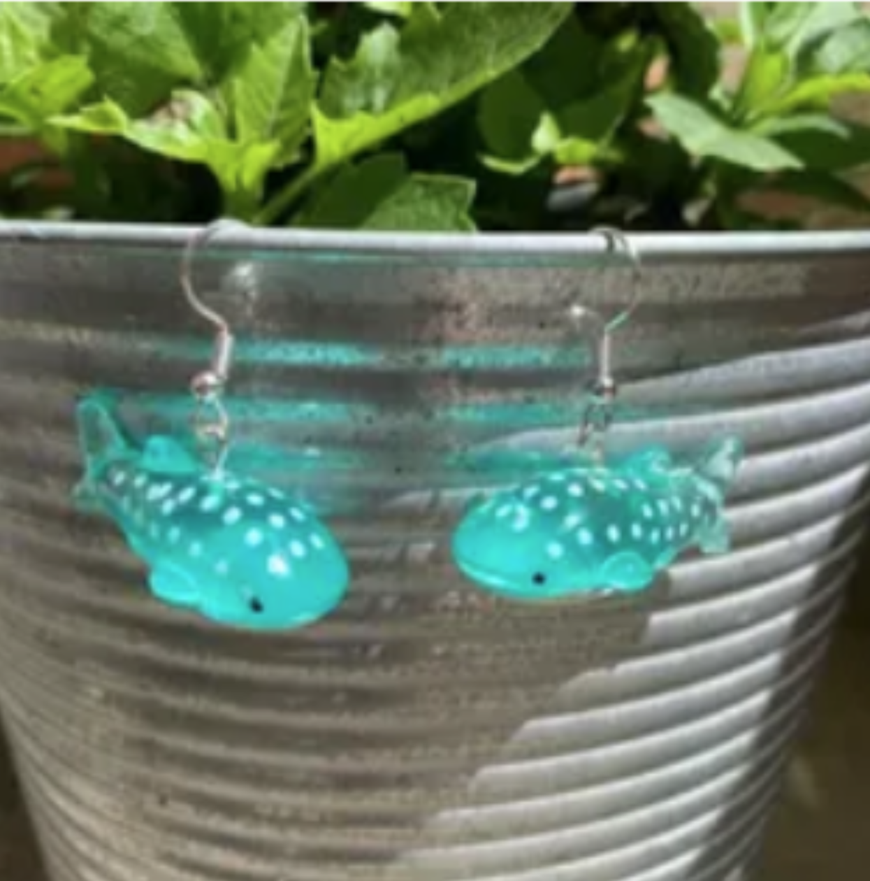 ER518 Blue Whale Earrings