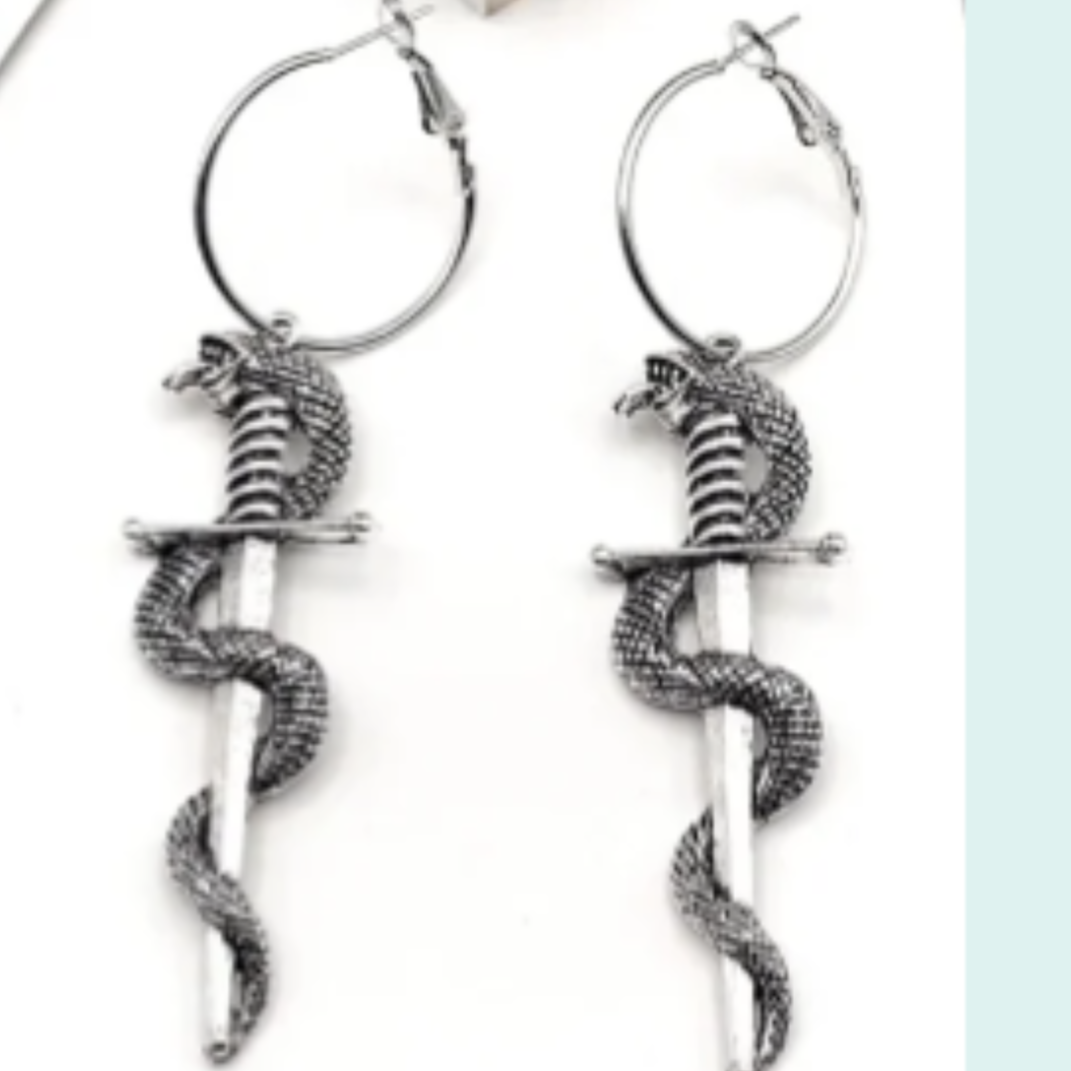 ER435 Snake On A Sword Earrings