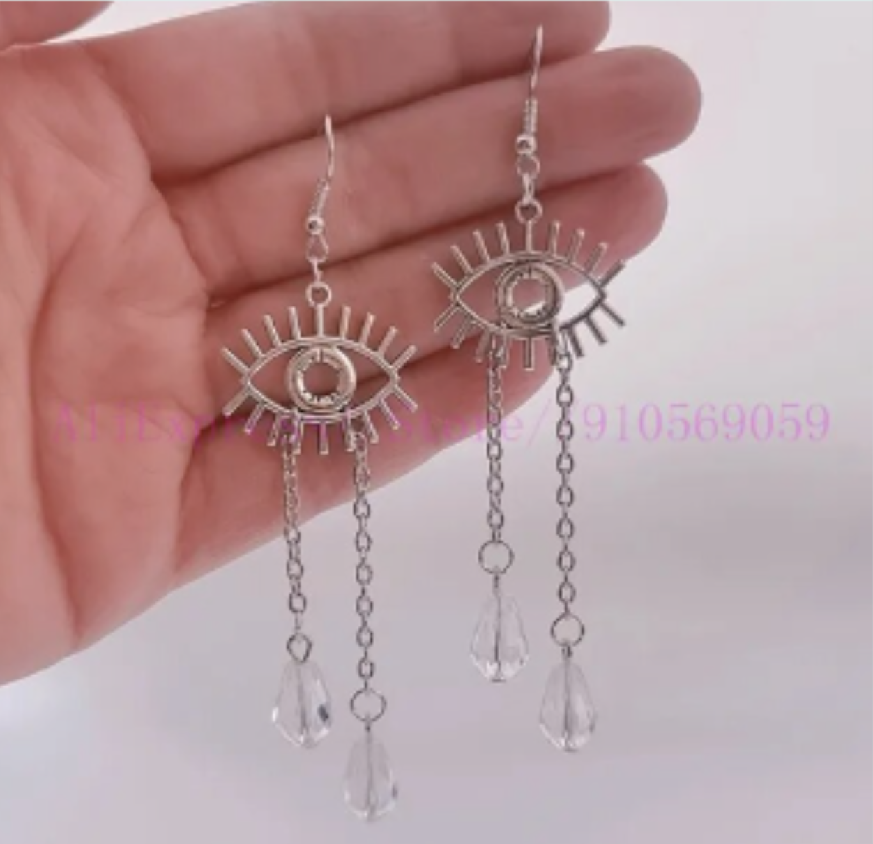 ER567 Eye Crystal Drop Earrings Clear