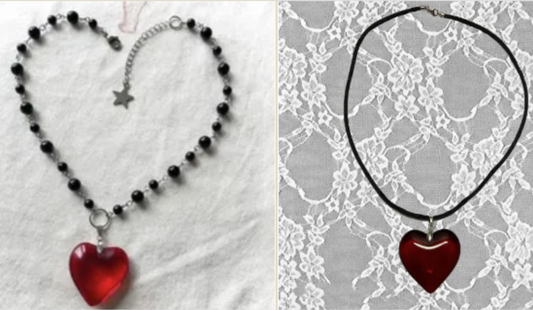 LNK290 Big Heart Necklace Red