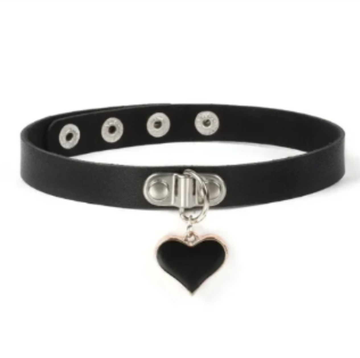 LNK367 Black Heart Choker (PU)