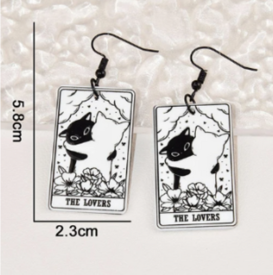 ER930 Cat Tarot Earrings - The Lovers