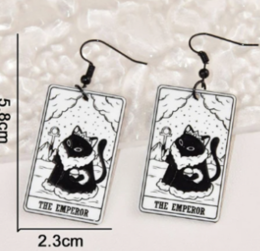 ER929 Cat Tarot Earrings - The Emperor