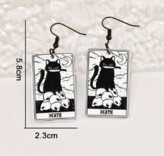 ER933 Cat Tarot Earrings - Death