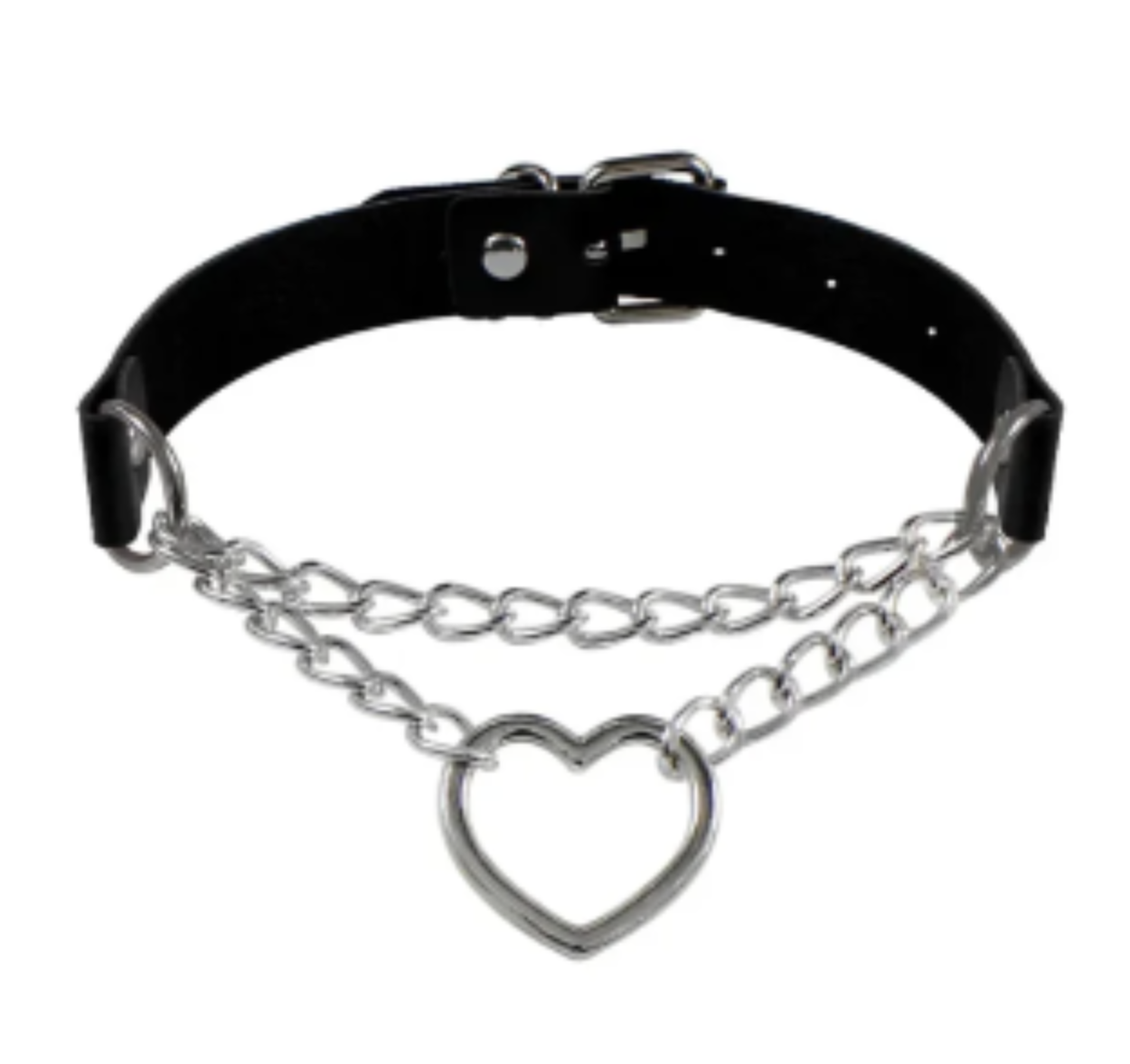 LNK368 Chain & Heart Choker (PU)