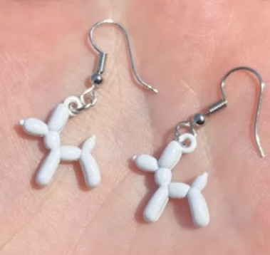 ER790 Balloon Dog Earrings White